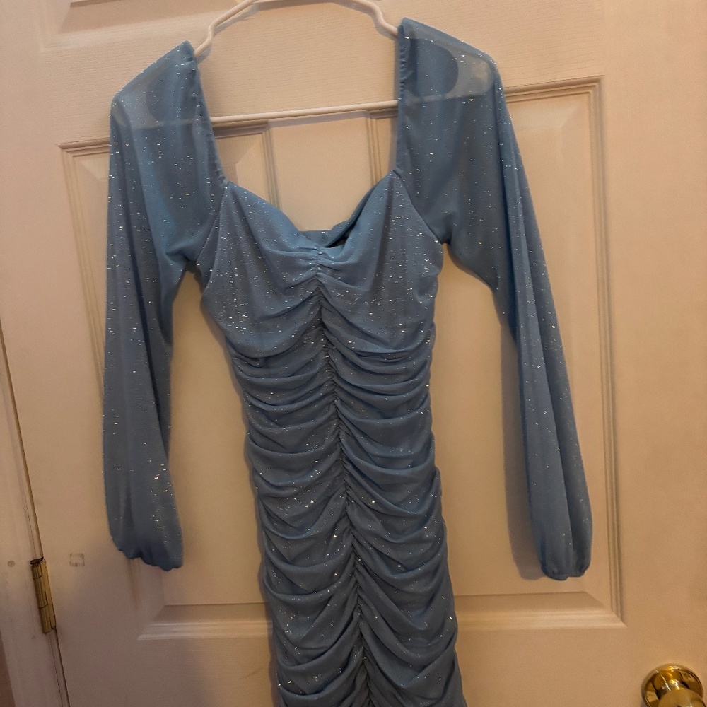 Light blue short hoco dress